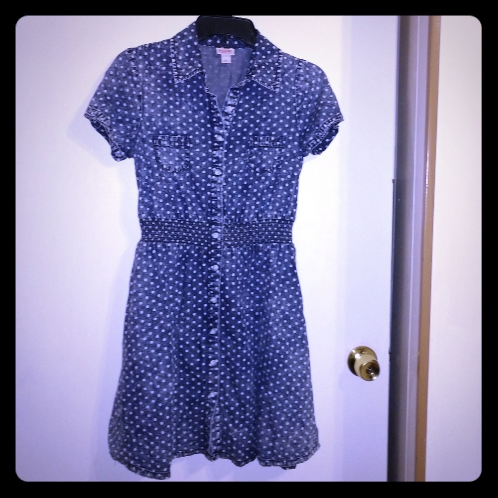 $⬇️ 💙 Mossimo Chambray Polka Dot Dress Sz XSP 💙